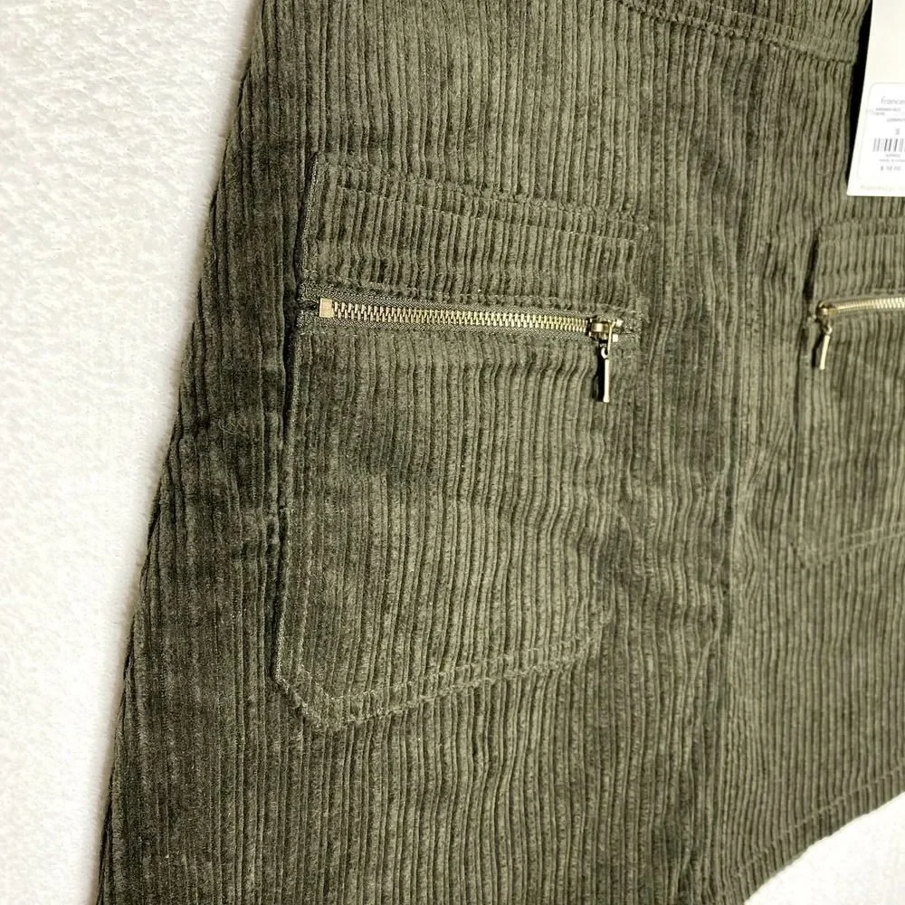 Francesca's Mi Ami Tamm Zip Corduroy Mini Skirt Green Small New Academia Fall